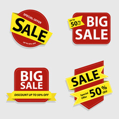 Big Sale tag, banner promotion discount, special offer ribbon