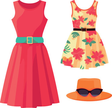 Vector Of Trendy Woman Summer Dress