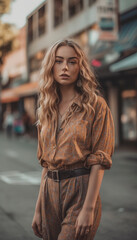 Obraz premium Hot summer babe wearing trendy wear in the summertime. Generative AI illustrations