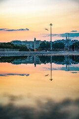 Night view and reflection of Alexandroupolis city sea port capital of Evros region Northern Greece, Eastern Macedonia and Thrace, 3.7.2023