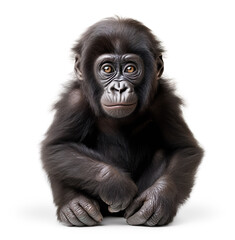 Obraz premium Funny ape gorilla baby chimpanzee generative AI illustration. Lovely animal babies concept. Realistic photo style