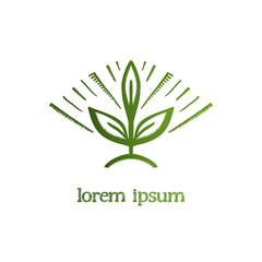 Grow plant logotype concept with rays