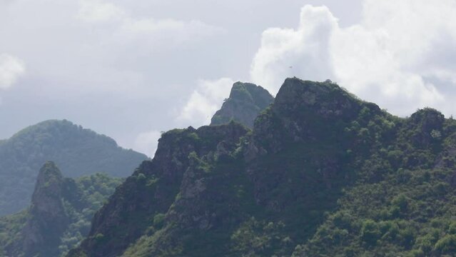 Beautiful mountains, white clouds and sky