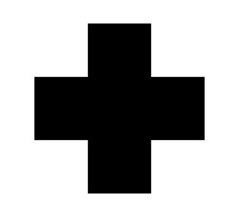 Medical cross symbol. Black vector icon.
