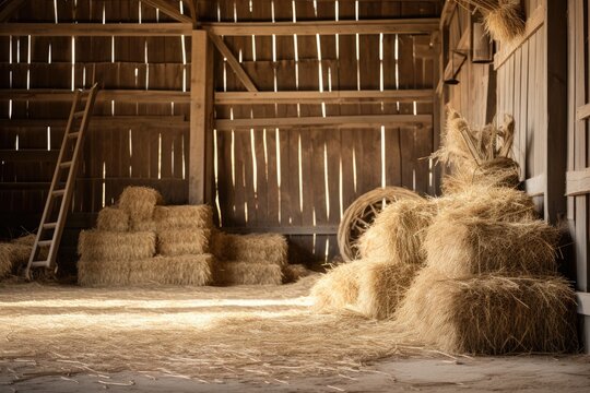ai generated Photography of a Rustic barn and straw background