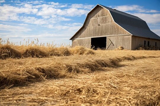 ai generated Photography of a Rustic barn and straw background