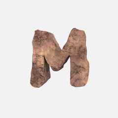 Stone Font 3D Render Of Letter M