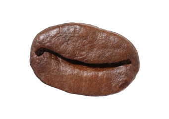 Naklejka premium One aromatic roasted coffee bean isolated on white