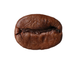 One aromatic roasted coffee bean isolated on white