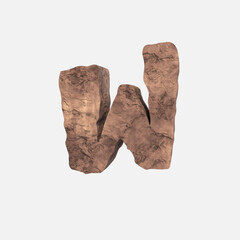Stone Font 3D Render Of Letter W
