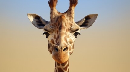 Naklejka premium Illustration of a close up of a giraffe with a sky background