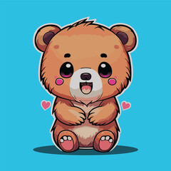 Cute baby bear sitting, Vector Illustration