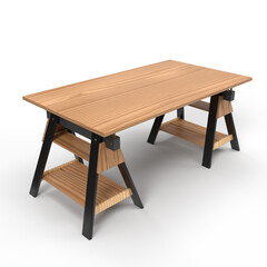 Wooden Table Side View Isolated In White Background