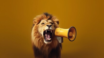 Illustration of a lion roaring through a megaphone