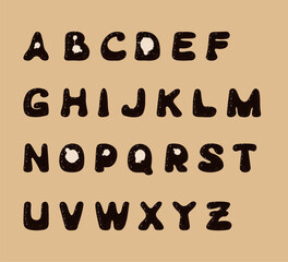 Hippie groove grunge capital letters collection. Vintage funky typeface. Stylized isolated capital characters with paint splashes texture. Trendy typeset. Perfect for nostalgia lettering design