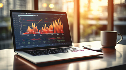 Stock Market Insights: Laptop Screen with Financial Data