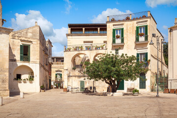 View of St. John square, Matera, Italy