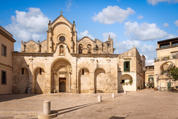 Fototapeta na wymiar The facade of the Romanesque church of St. John Baptist, Matera, Italy