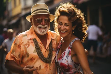 Fotobehang Havana Romantic Rhythms of Havana: An Elderly Couple Dances with Timeless Love in the Streets of Cuba's Capital 