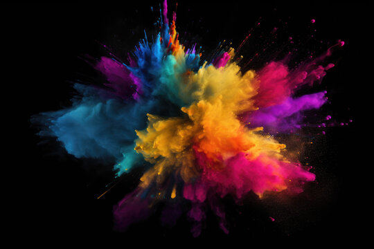 Colorful Burst: Explosive Display of Vibrant Powder - Dynamic Energy and Chromatic Spectacle - Generative AI © Code Canvas