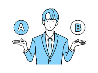 ABの選択肢を考えるビジネスパーソン(会社員)男性