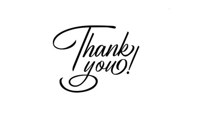 Thank you, text writing animated. handwritten style animation template on Transparent Background 4k