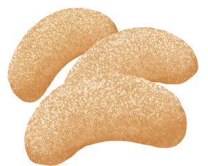 Almond crescent Watercolor drawing hand drawn illustration