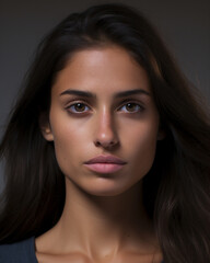Obraz premium Generative ai portrait young tanned woman looking camera serene and confident