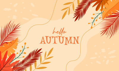 Fototapeta na wymiar hello autumn.welcome autumn vector background. suitable for card, banner, or poster