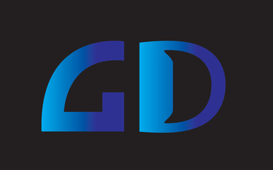 Creative blue logo sign letters G and D monogram typography for company