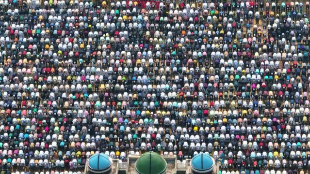 Muslims are performing Eid prayer in Bangladesh. Eid congregation, 4k