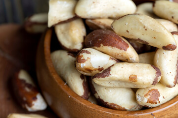 Peeled Brazil nuts on the table
