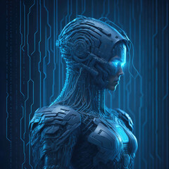 Obraz premium Cyber Security Concept, Artifficial Intelligence Protect or Harm Computer, Hacking Code and Paswords. Futuristic Elements, generative AI