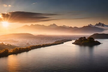 sunset over the lake