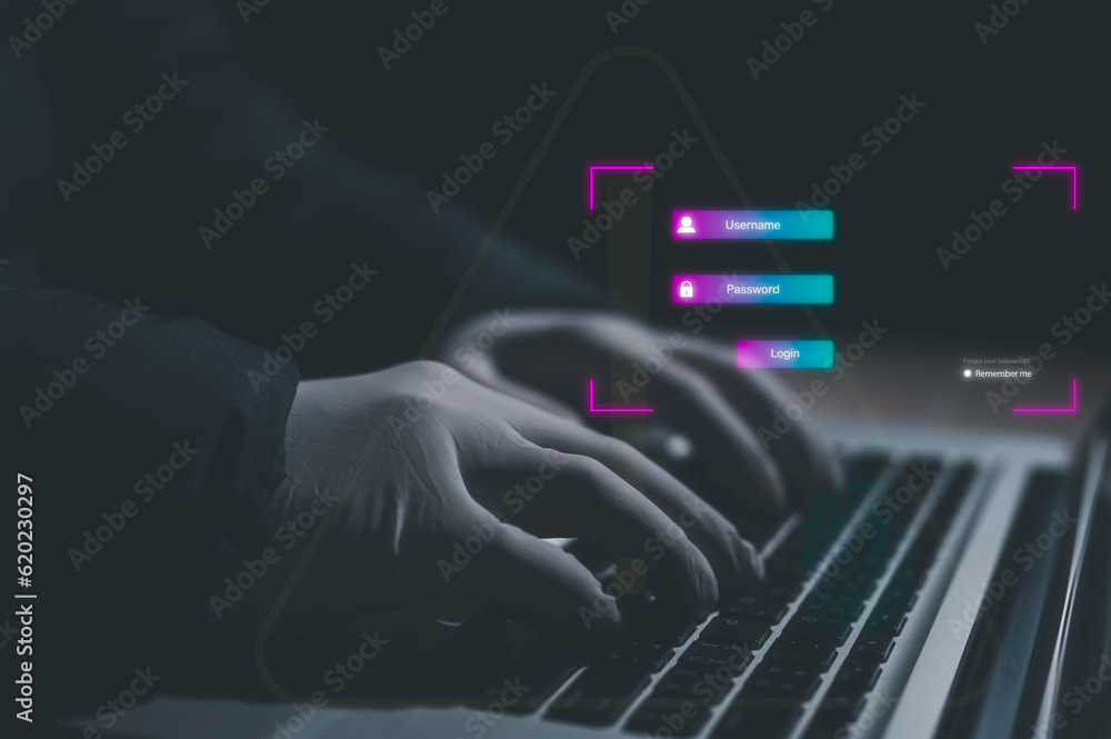 Aufkleber hacker computer crime protection concept, cyber security privacy data protection protecting business