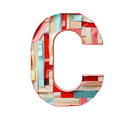 letter C typography font made from torn craft paper, isolated letter, alphabet, letter c on...