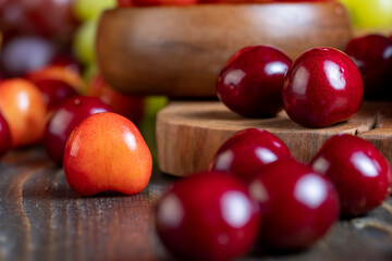 Sweet fresh cherries with other products