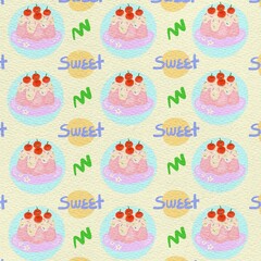 seamless pattern with cupcakes