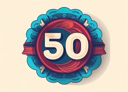 Postcard with abstract pattern and number 50.