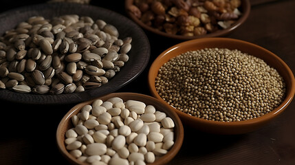 Obraz premium Variety of spices and herbs in the market closeup. Generative AI