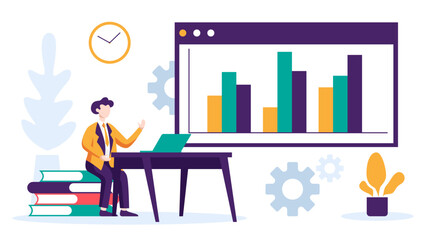 Group of Business people in flat vector illustration design related to meeting, discussion, analyze, report, and marketing strategy concept on white background.