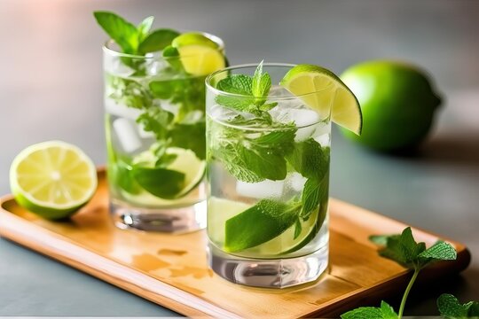 Mojito with mint leaf and lime juice (Ai generated)