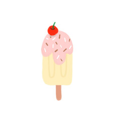 ice cream cone with cherry