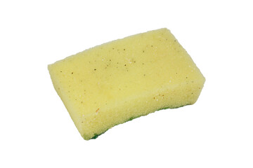 Old dishwashing sponge isolated on white background.