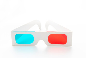 3D glasses on white background, Red and Cyan Glasses