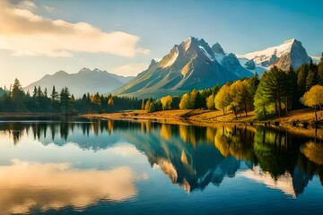 Fototapeta premium lake reflection generated ai.
