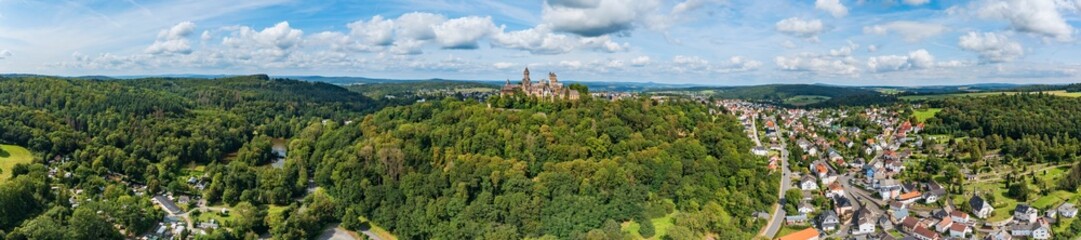 Fototapeta na wymiar Bird's-eye view of Braunfels Castle in the town of the same name in Hesse/Germany
