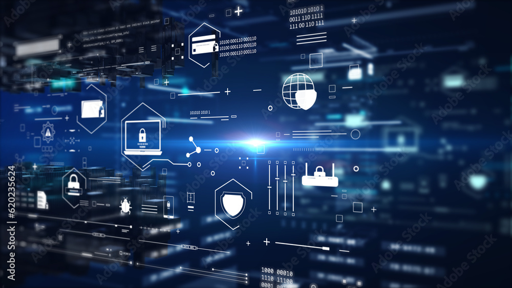 Aufkleber cyber security digital data security for business, computer, network illustration. icon of privacy p