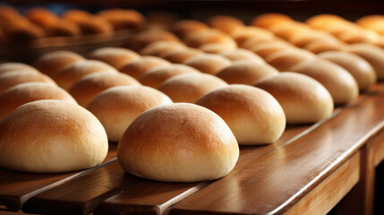 fresh dough balls or buns in table in bakery
