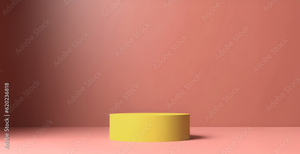 Aufkleber abstract minimal concept. soft pastel lime green round podium on brown background. mock up template 